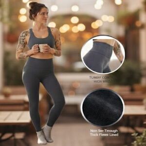 Louyanxi High Waist Fleece Lined Leggings For Winter Warm Tight Tummy Control SM